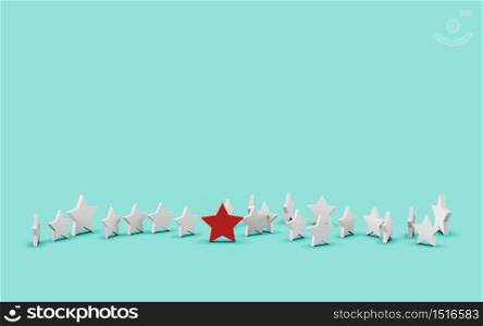 Group of stars isolated on blue background. Leader concept. 3D rendering.
