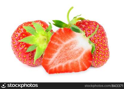 Group of strawberries isolated on a white background in close-up