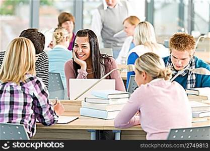 Group of students study in classroom at highschool