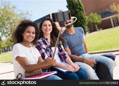 Group of students taking a selfie in school campus