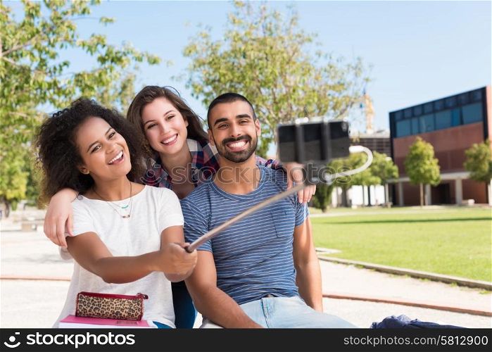 Group of students taking a selfie in school campus