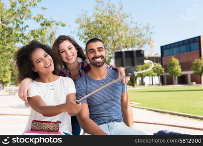 Group of students taking a selfie in school campus