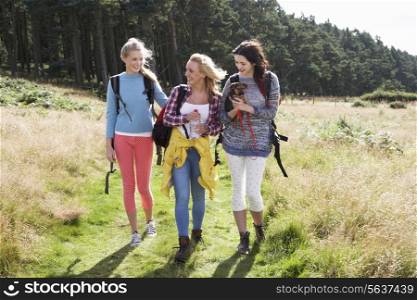 Group Of Teenage Girls Hiking In Countryside
