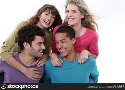 Group of teenagers laughing
