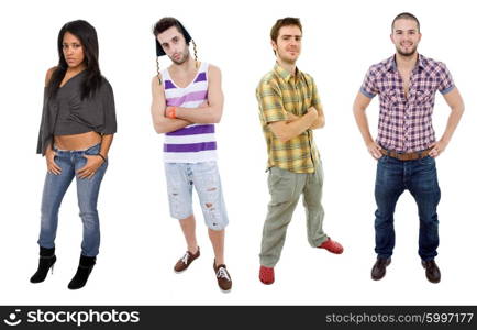 group of teens full lenght, isolated on white