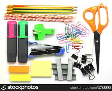 Group of various stationary as background