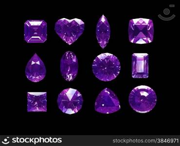 Group of violet topaz with clipping path
