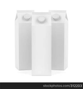 Group of white blank containers for juice or milk