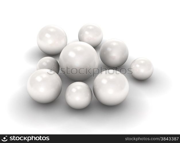 Group of white pearls with clipping path