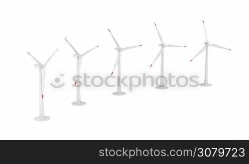 Group of wind turbines generating electricity