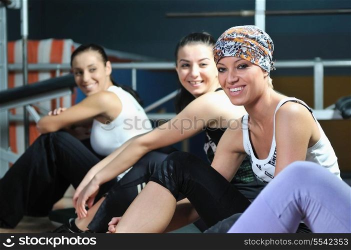 group of women working out in fitness club