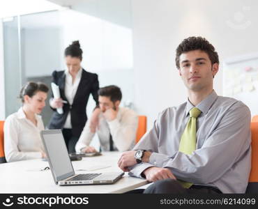 group of young business people on meeting at modern startup office