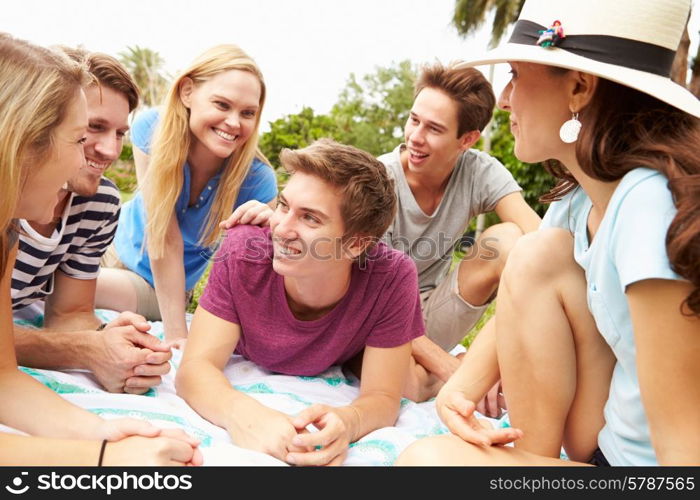 Group Of Young Friends Having Picnic Together