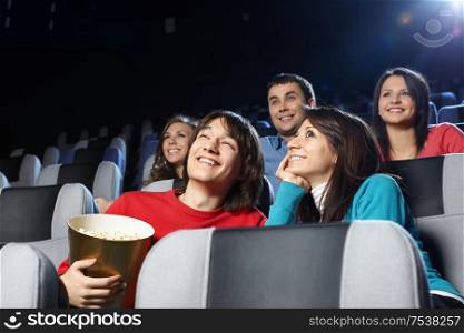 Group of young men at cinema