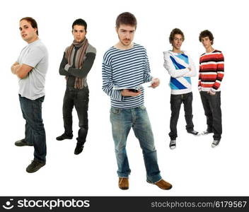 group of young men full body, isolated