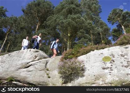 Group Of Young Men Hiking In Countryside