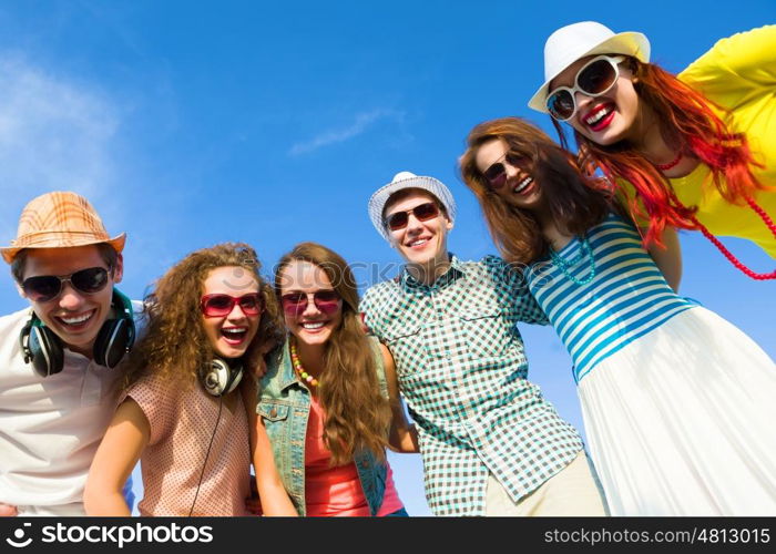 Group of young people. Image of young people having fun. Summer vacation