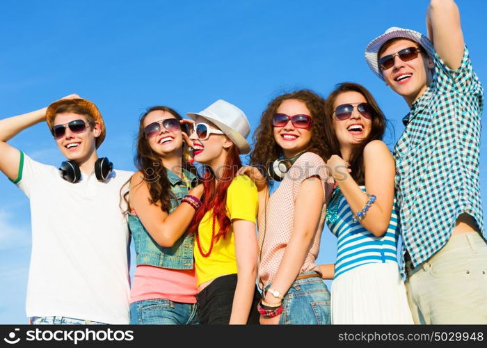 Group of young people. Image of young people having fun. Summer vacation