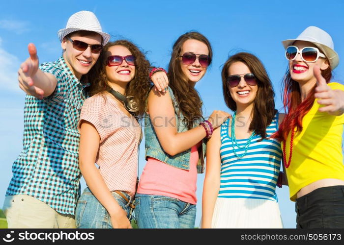 Group of young people. Image of young people having fun. Summer vacation