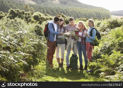 Group Of Young People On Camping Trip In Countryside