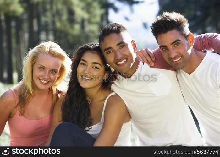 Group Of Young People Relaxing In Countryside