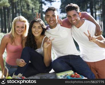 Group Of Young People Relaxing In Countryside