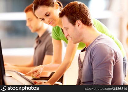 Group of young people working on computer