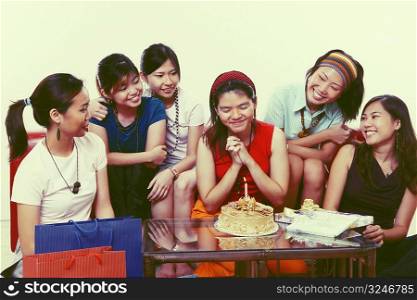Group of young women at a birthday party