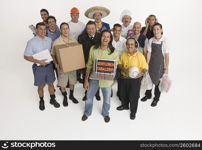 Group portrait of men in different professions