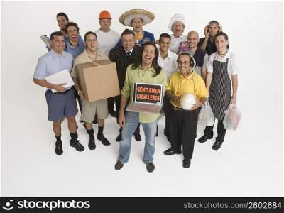 Group portrait of men in different professions