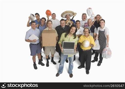 Group portrait of men in different professions