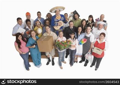 Group portrait of people with different occupations