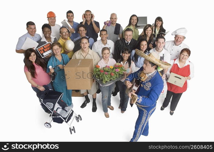 Group portrait of people with different occupations