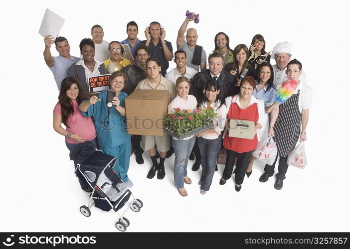 Group portrait of people with different occupations