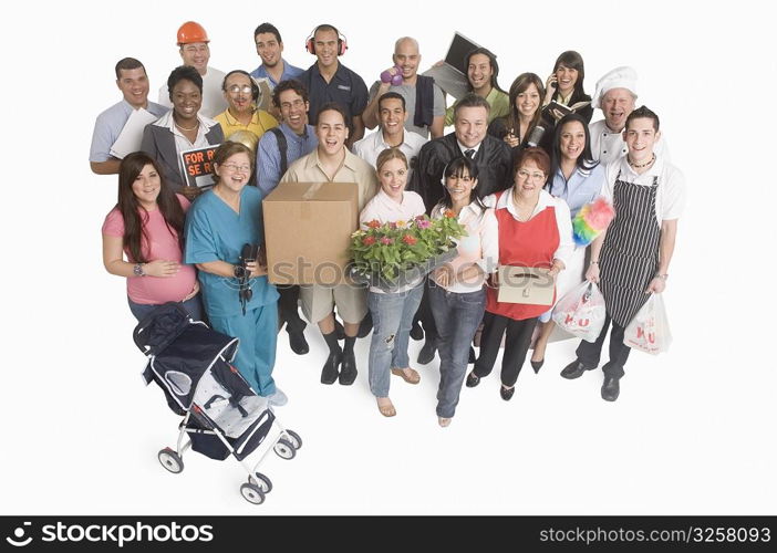 Group portrait of people with different occupations