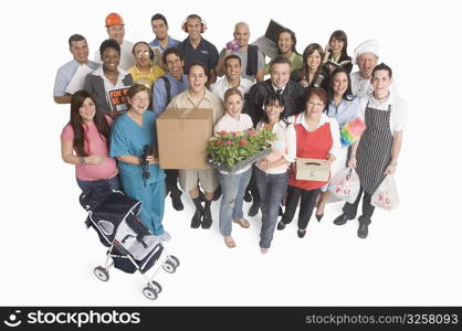 Group portrait of people with different occupations