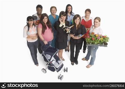 Group portrait of women with different occupations