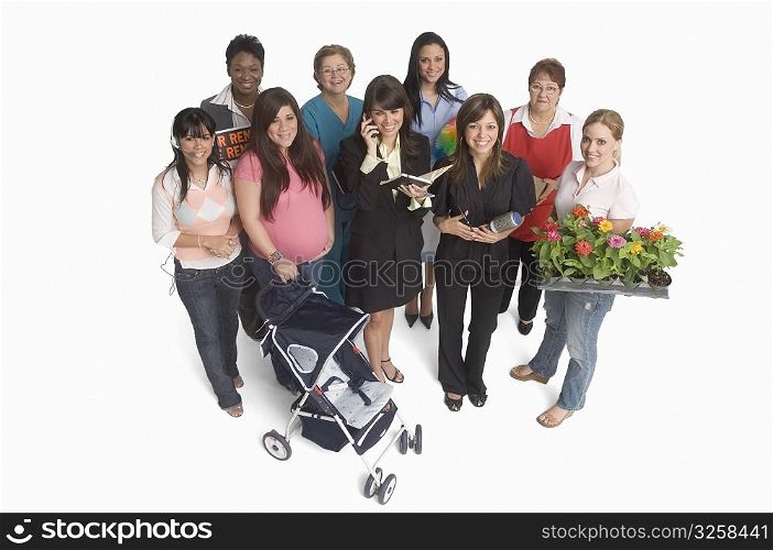 Group portrait of women with different occupations
