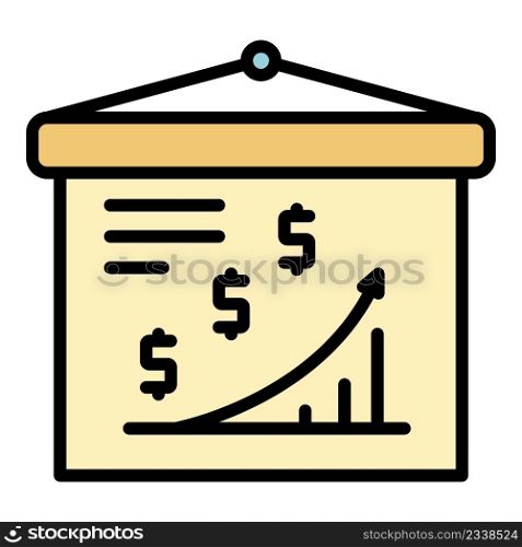 Grow up finance report banner icon. Outline grow up finance report banner vector icon color flat isolated. Grow up finance report banner icon color outline vector