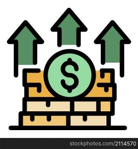 Grow up money stack icon. Outline grow up money stack vector icon color flat isolated. Grow up money stack icon color outline vector