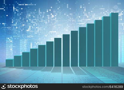 Growing bar charts in economic recovery concept - 3d rendering