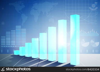 Growing bar charts in economic recovery concept - 3d rendering