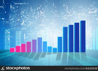 Growing bar charts in economic recovery concept - 3d rendering