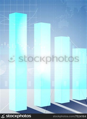 Growing bar charts in economic recovery concept - 3d rendering. The growing bar charts in economic recovery concept - 3d renderi