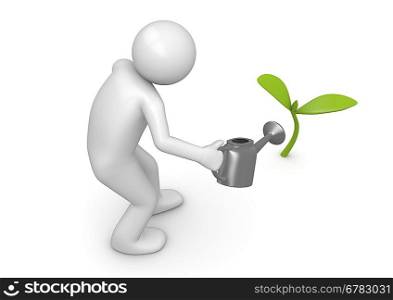 Growing sprout (3d isolated characters on white background series)