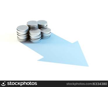 growing stack of coins for finance and banking concept, 3d illustration