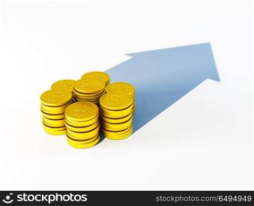 growing stack of coins for finance and banking concept
