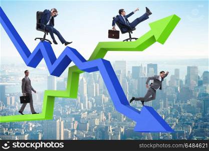 Growth and decline concept with businessmen