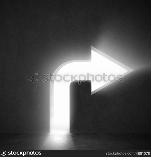 Growth concept. Background image with arrow on black wall