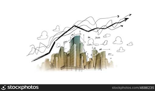 Growth concept. Background image with increasing graph. Marketing strategy